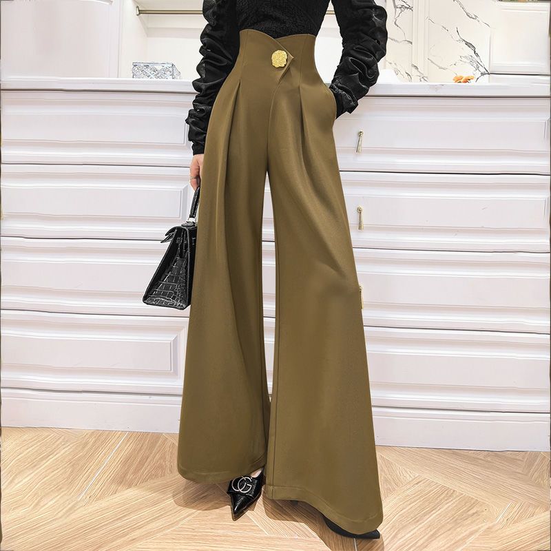 Pleated High-Waist Wide-Leg Trousers