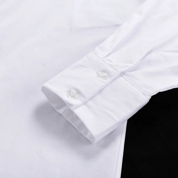 Minimalist Patchwork Oversized Work Blouse