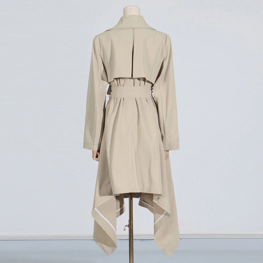 Asymmetric Lace-Up Trench Coat