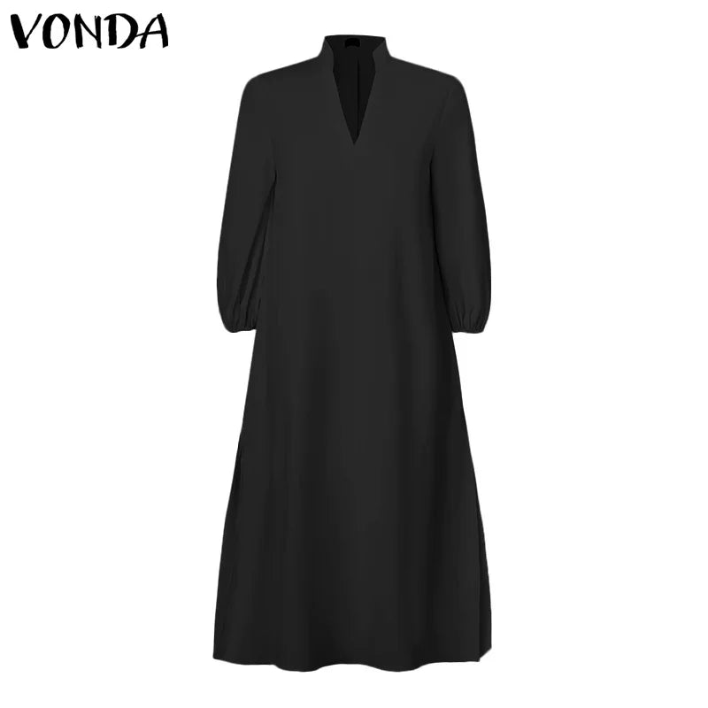 Elastic Waist A-Line Maxi Dress