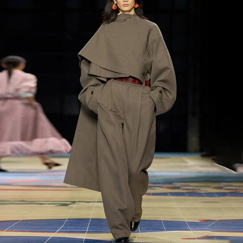 Asymmetric Turtleneck Cropped Jacket