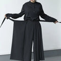 Double-Layer Pleated High-Waist Wide-Leg Culottes