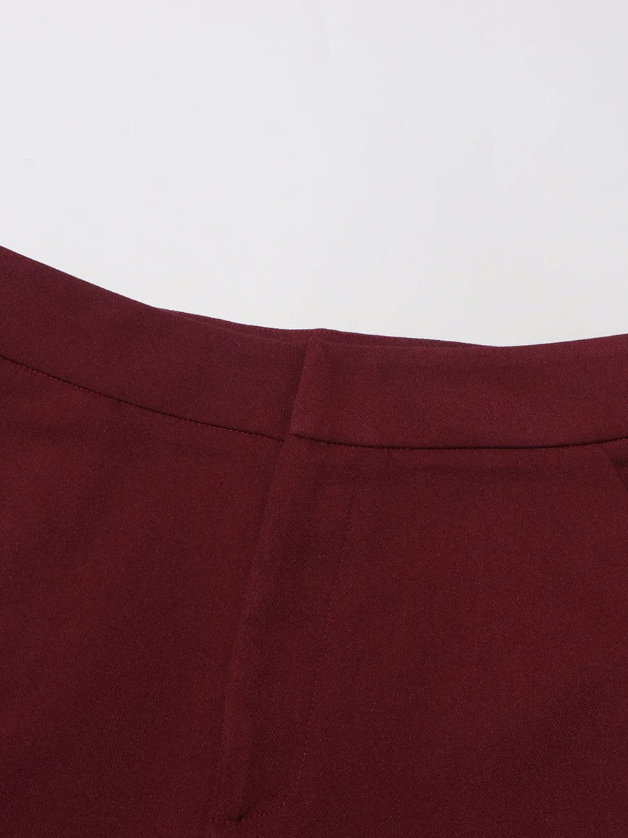 Stand Collar Top & Wide-Leg Trousers Set