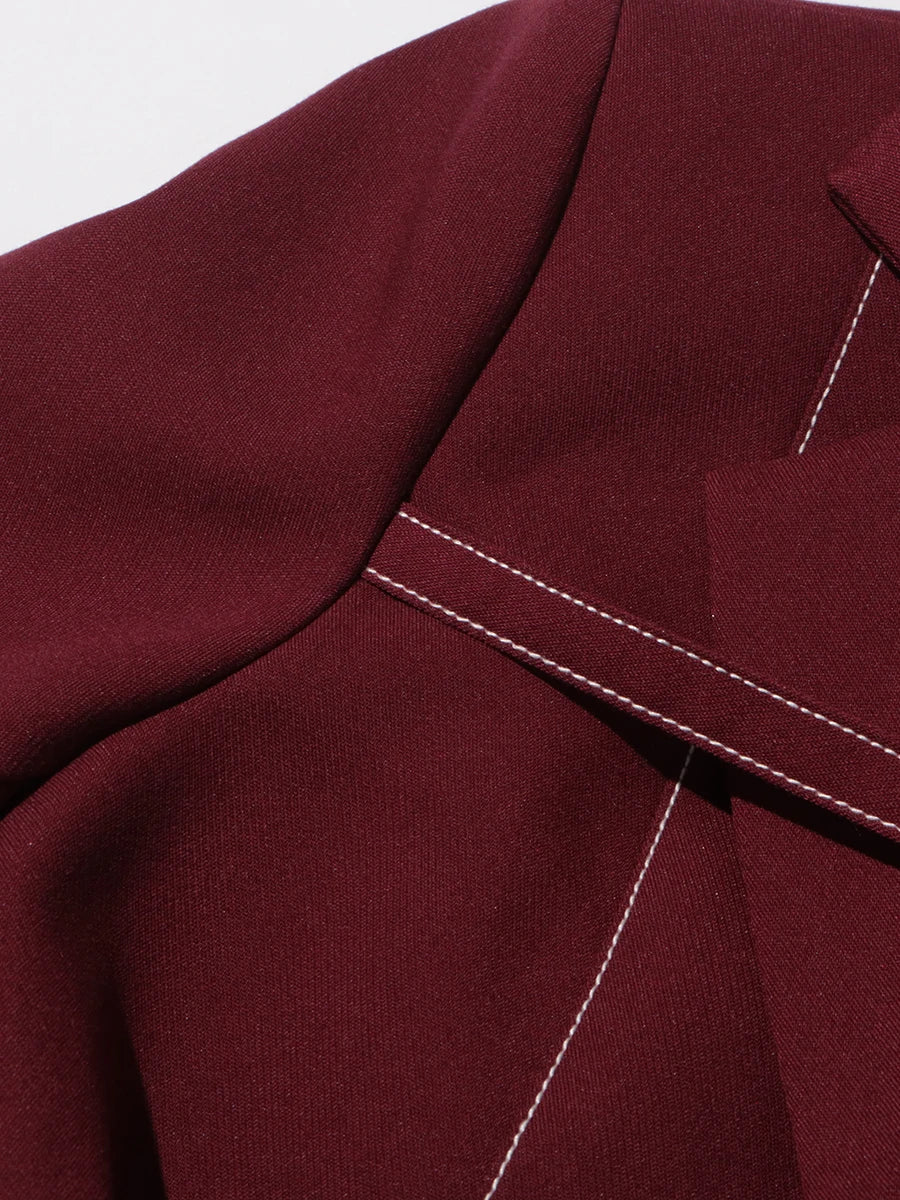Notch Lapel Top & Straight Trousers Set