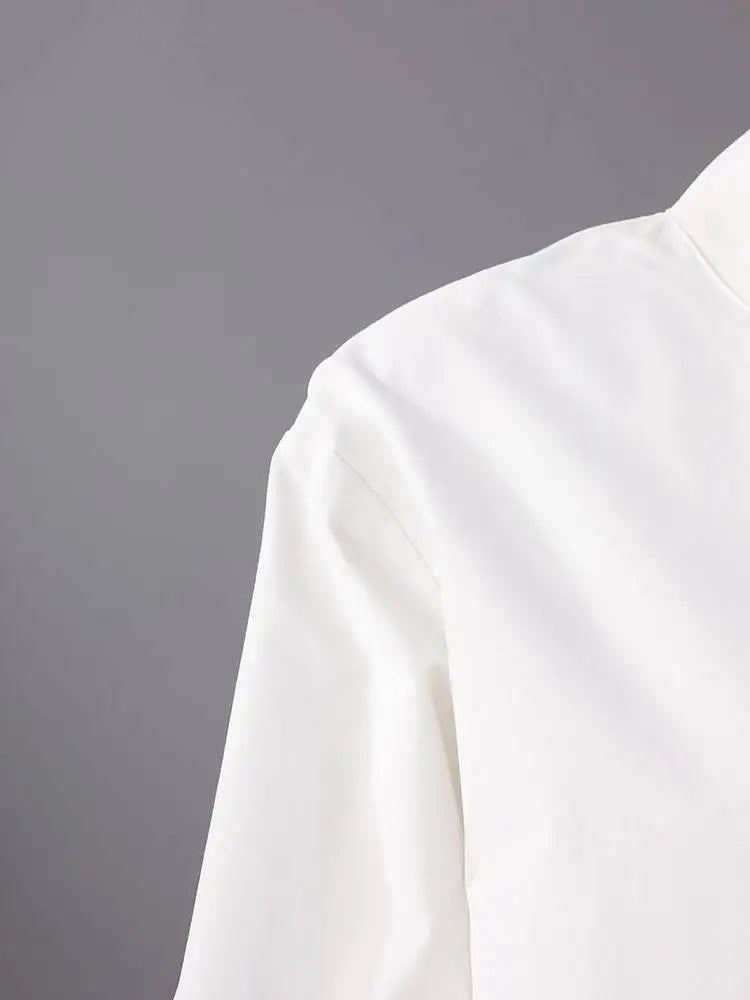 Bandage Stand Collar Oversized Blouse