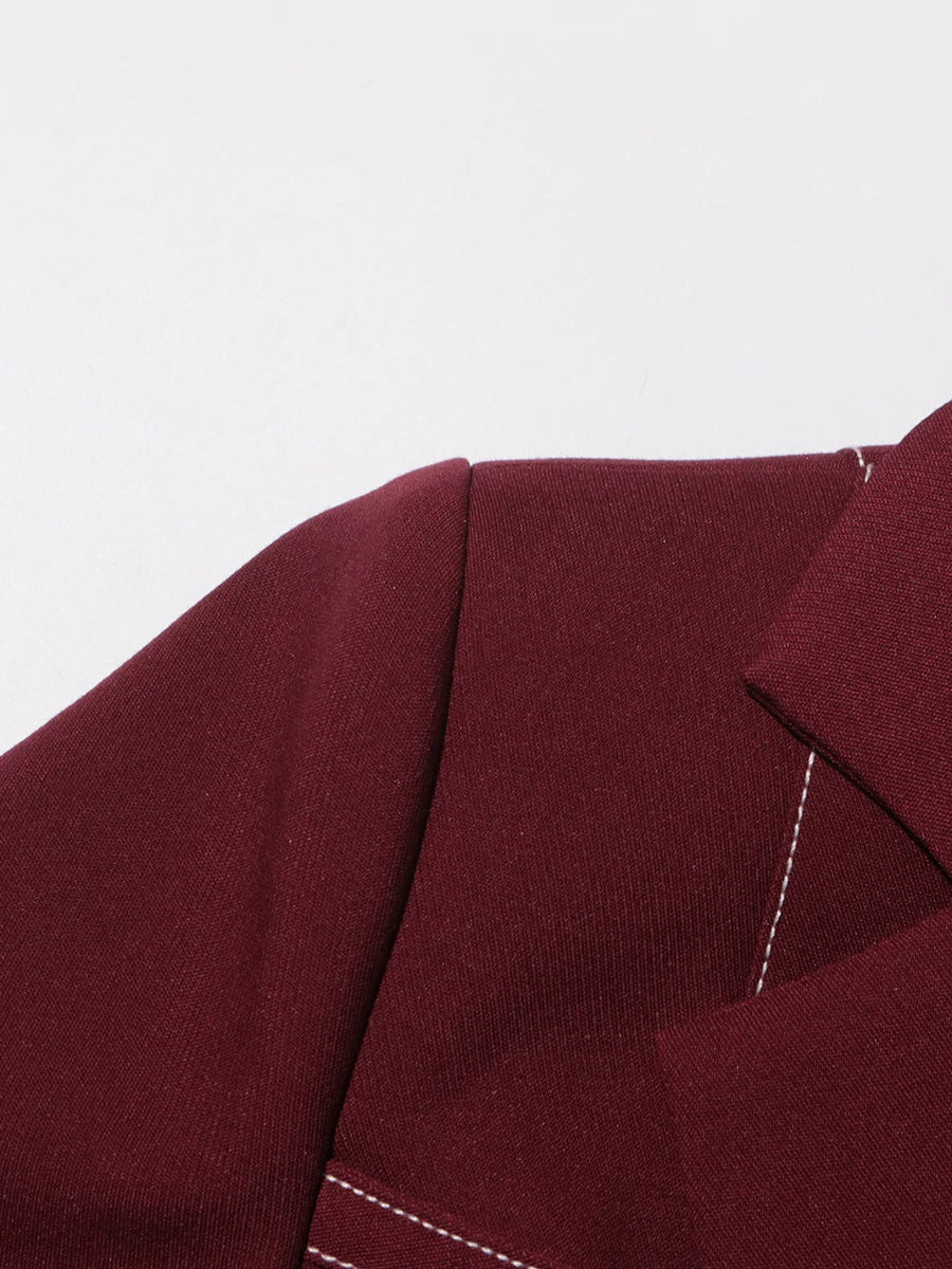 Notch Lapel Top & Straight Trousers Set