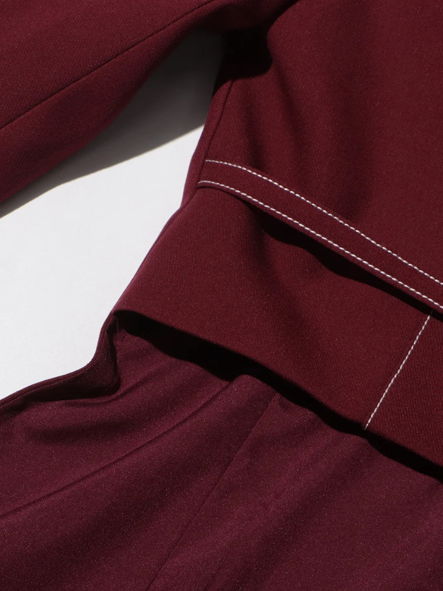 Notch Lapel Top & Straight Trousers Set