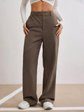 Brown High Waist Wide Leg Trousers