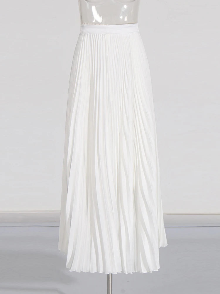 Stand Collar Top & Floor-Length Skirt Set