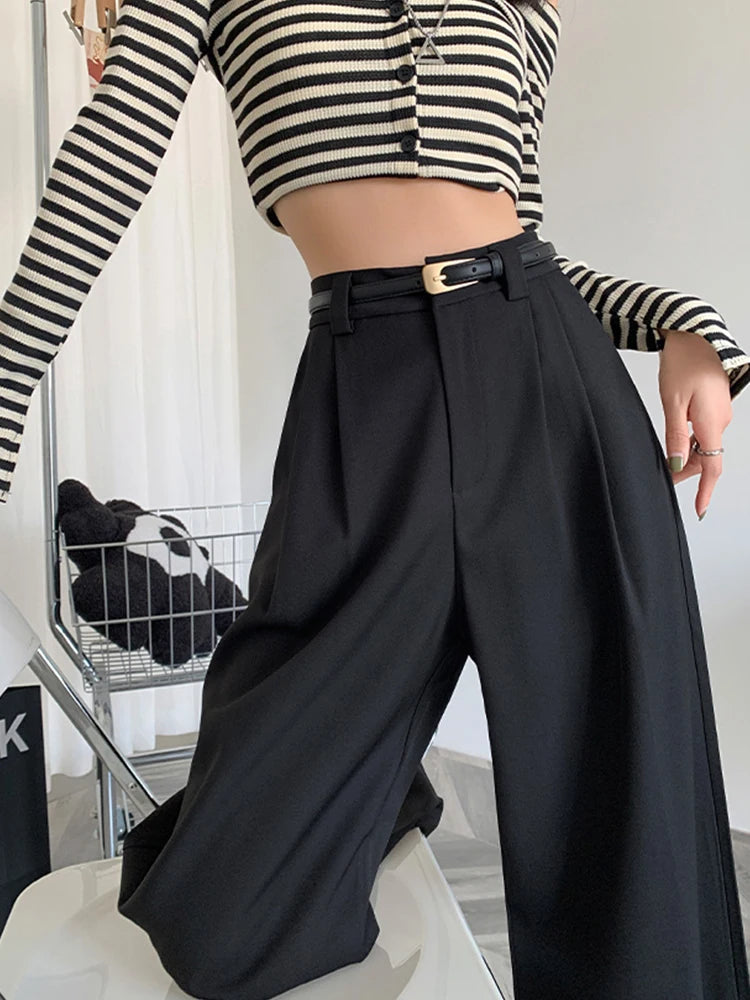 High-Waist Wide-Leg Suit Trousers