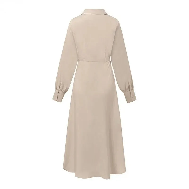 Waist-Cinched Maxi Shirt Dress