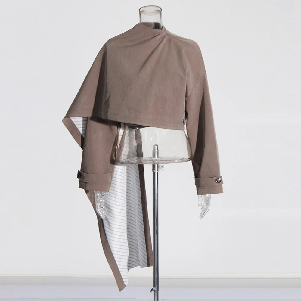 Asymmetric Turtleneck Cropped Jacket