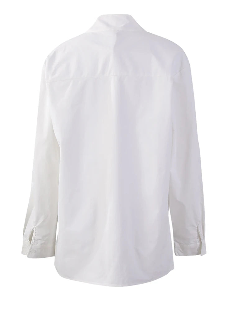 Bandage Stand Collar Oversized Blouse