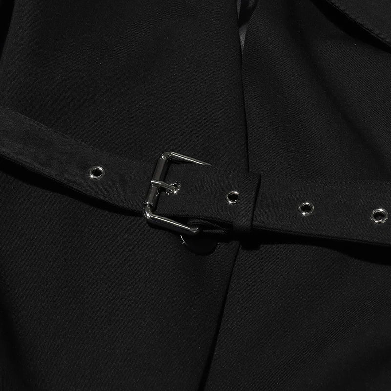 Belted Lapel Sleeveless Waistcoat