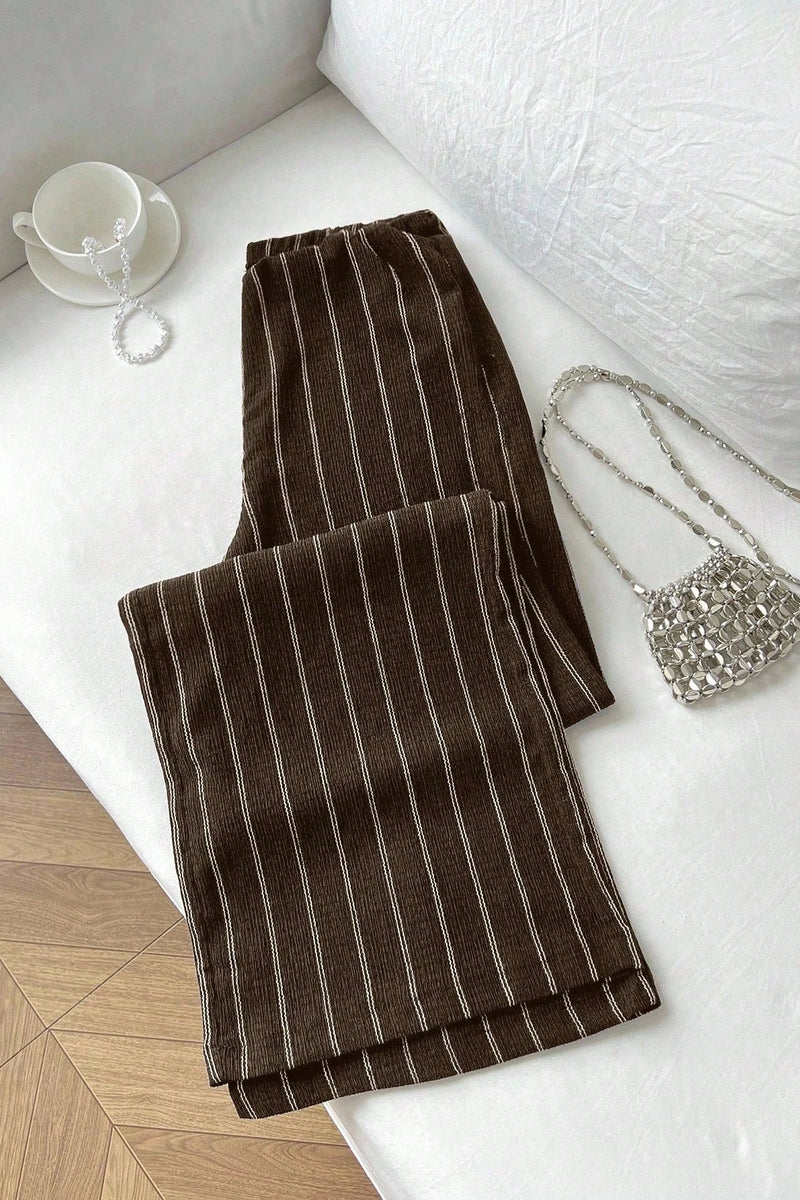 High Waist Striped Wide Leg Pants