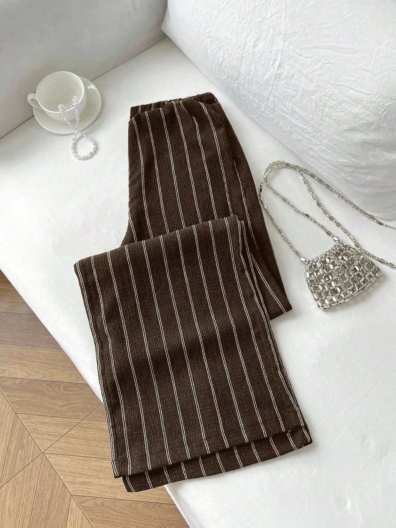 High Waist Striped Wide Leg Pants