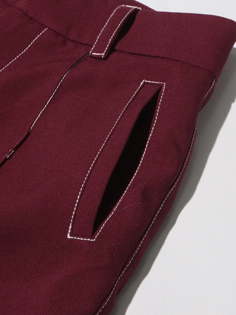 Notch Lapel Top & Straight Trousers Set