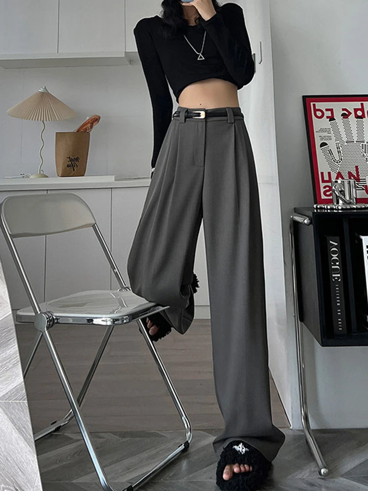 High-Waist Wide-Leg Suit Trousers