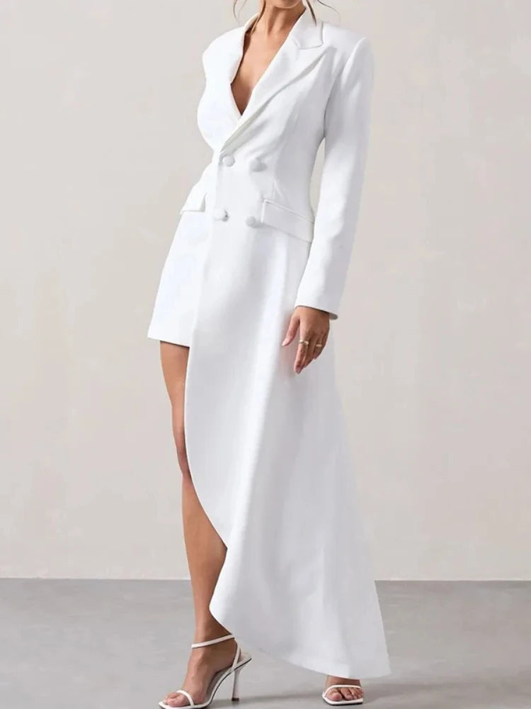 High-Low Notched Collar Blazer