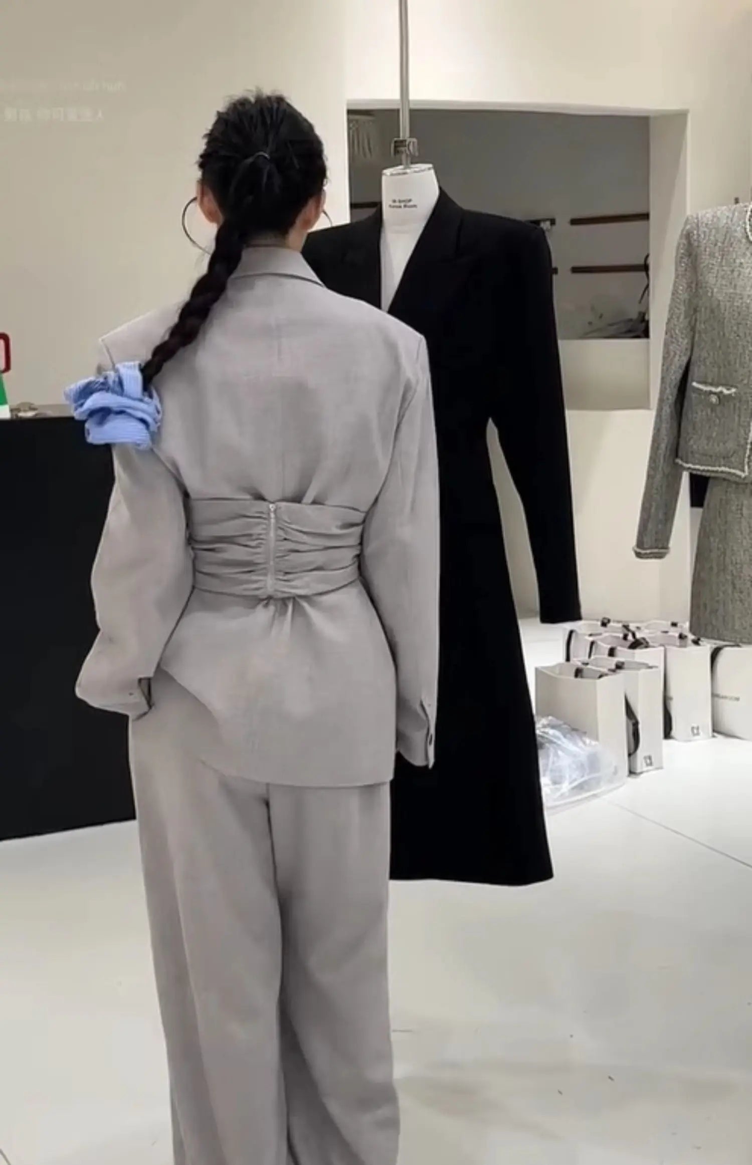 One-Button Notch Lapel Blazer & Trousers Set