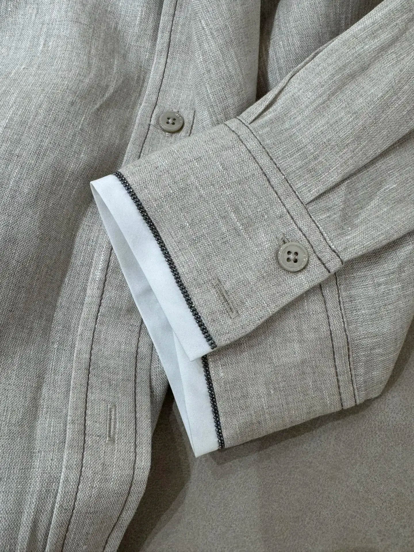 Linen Beaded Two-Piece Set