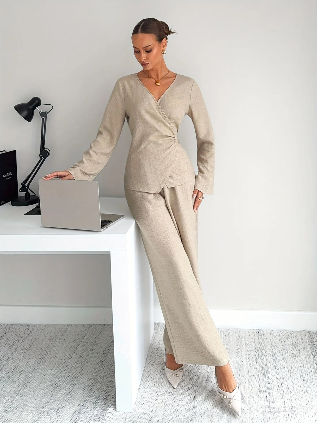 Waist-Cinching Two-Piece Shirt Set