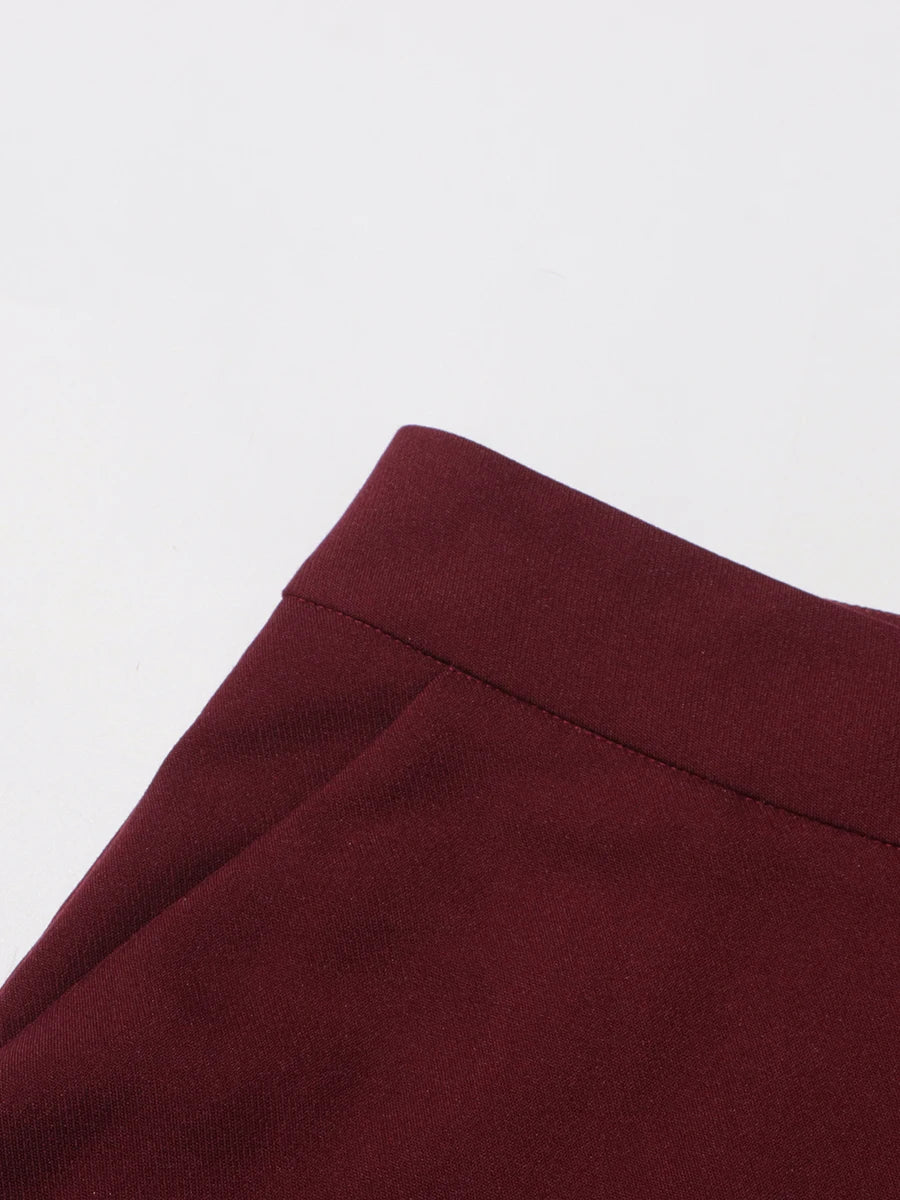 Stand Collar Top & Wide-Leg Trousers Set