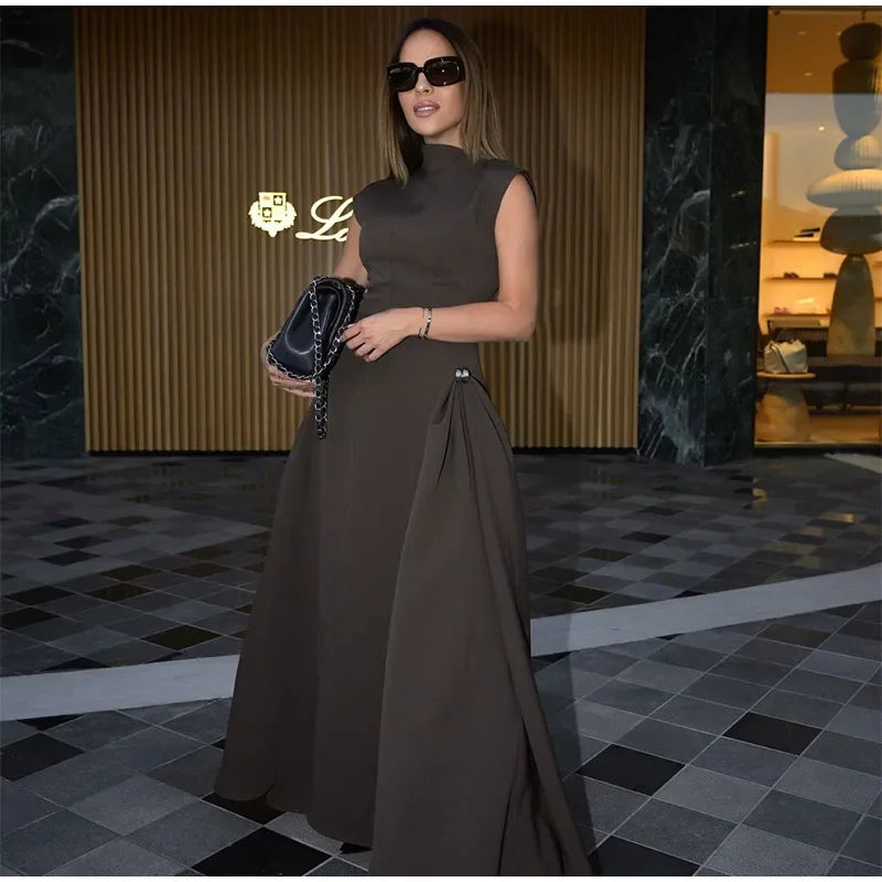 Contrast Patchwork Irregular Hem Evening Dress