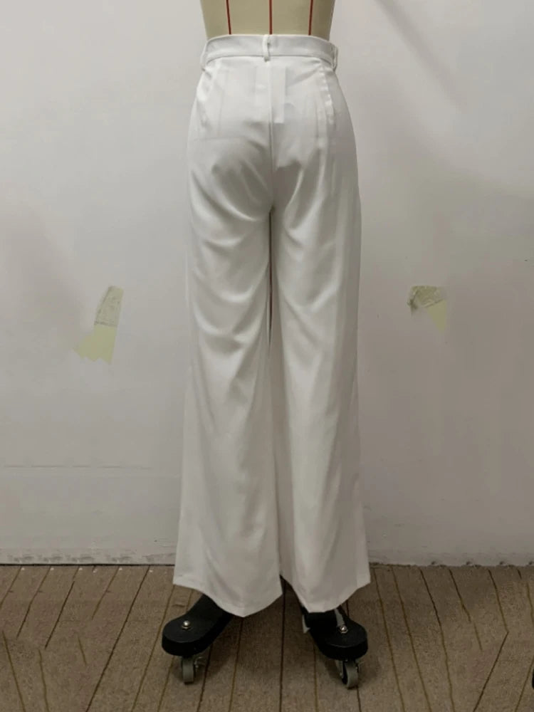 Contrast Stripe Wide-Leg Trousers
