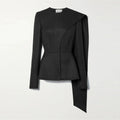 Asymmetric Round-Neck Slim Blazer