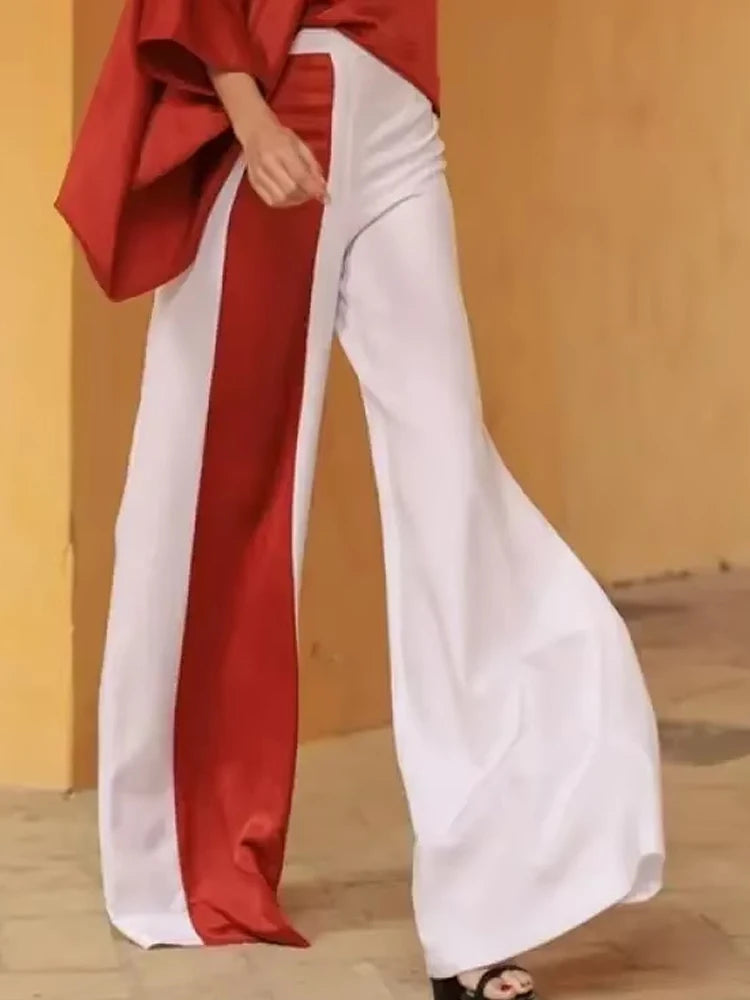 Contrast Stripe Wide-Leg Trousers