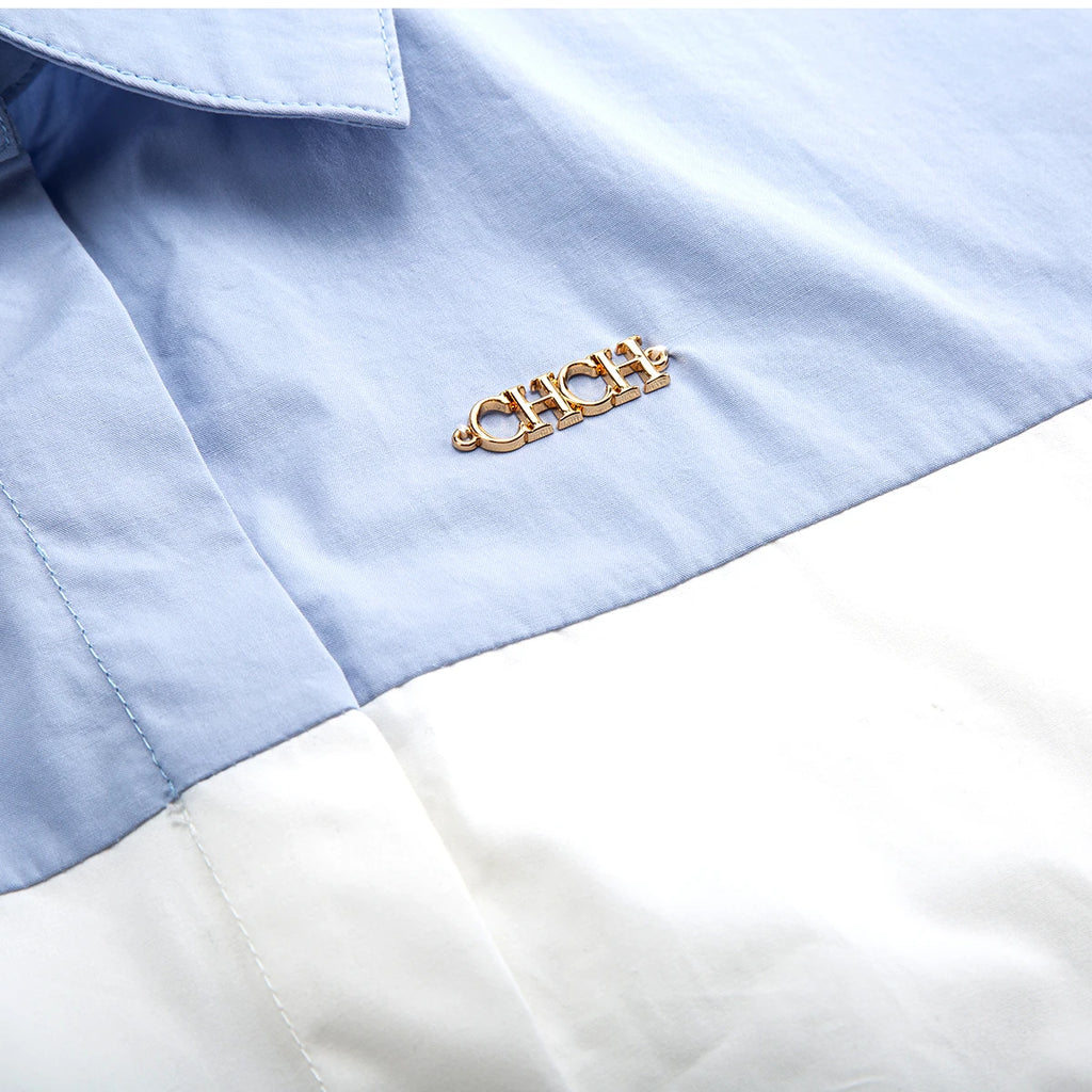 Spliced Color Block Business Shirt