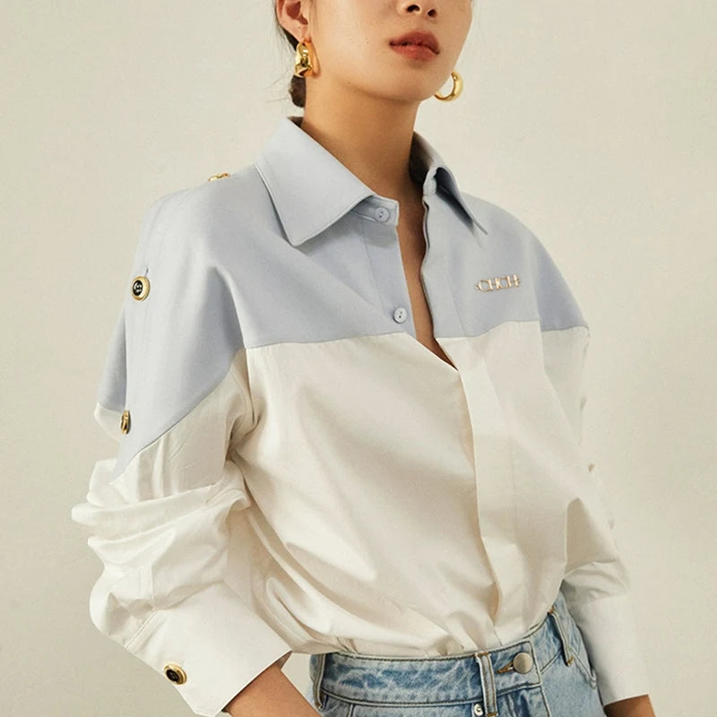 Spliced Color Block Business Shirt