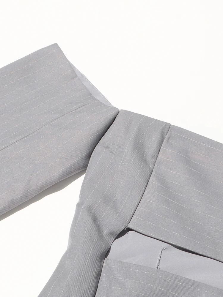 Strapless Hollow-Out Top & Wide-Leg Trousers Set