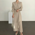 Waist-Cinched Maxi Shirt Dress