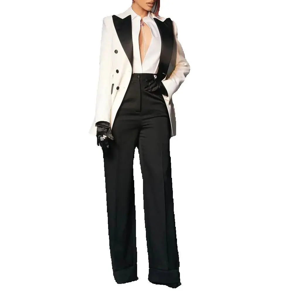 Double-Breasted Peak Lapel Blazer & Trousers Set