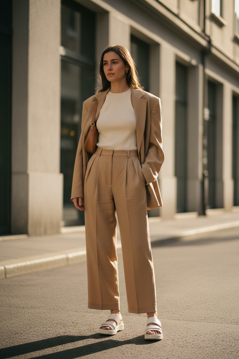 Street – High-Waist Pleated Fluid Wide-Leg Trousers
